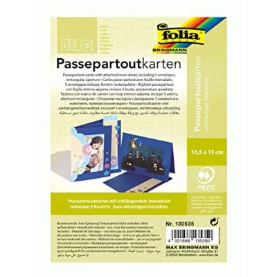 Afbeelding van Folia passe partouts met rechthoekige perforatie, 10,5 x 15 cm, 5 kaarten en enveloppen, Duitse versie