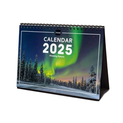 Afbeelding van Finocam Internationale bureaukalender 2025, 1 maand per pagina, januari 2025 december (12 maanden), natuur internationaal