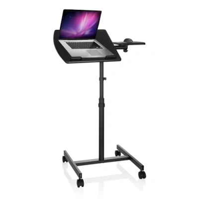 Afbeelding van hjh OFFICE Vm Sl Statafel / laptop bureau/standaard Zwart MDF board, stalen frame