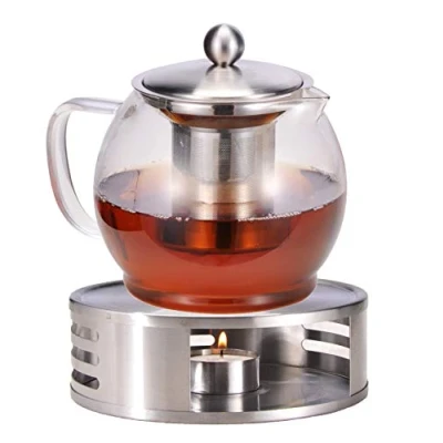 Afbeelding van Bambelaa! Theepot met stoofje, zeefinzet, glazen theepot, koffiepot, theezeef, kan, theewarmer, ca. 1,2 liter