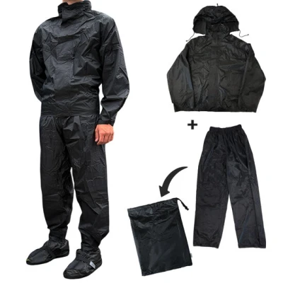 Afbeelding van Maxxcovers Regenpak Met Capuchon Inclusief Luxe Draagtas Maat XXL Zwart
