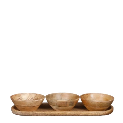 Afbeelding van Tomar Schaaltjes en Dienblad L35 x B12 H5 cm 100% FSC Mangohout Lichtbruin