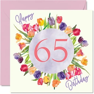 Afbeelding van Prachtige verjaardagskaarten voor vrouwen boeket tulpen aquarel verjaardagskaart haar oma mama 145 mm x mooie wenskaarten bloemen