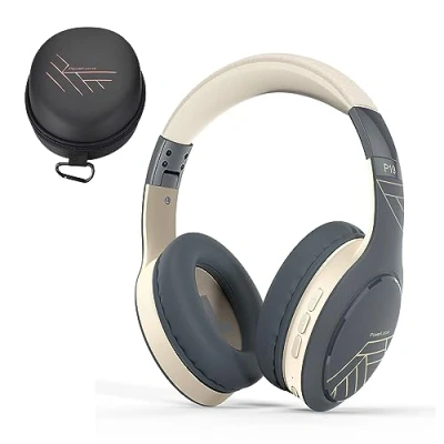 Afbeelding van PowerLocus draadloze Bluetooth hoofdtelefoon, hoofdtelefoon met microfoon, 60 uur, 3 EQ modi, opvouwbare hifi stereogeluid, stoffen hoofdband, voor reizen,