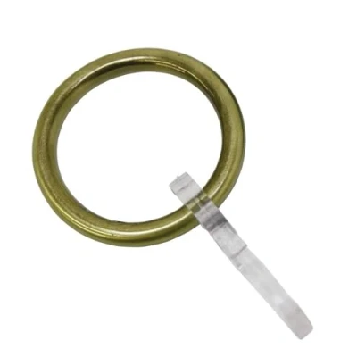 Afbeelding van GARDINIA Set van 6 antieke messing metalen gordijnringen met plooihaken, voor diameter 20 mm