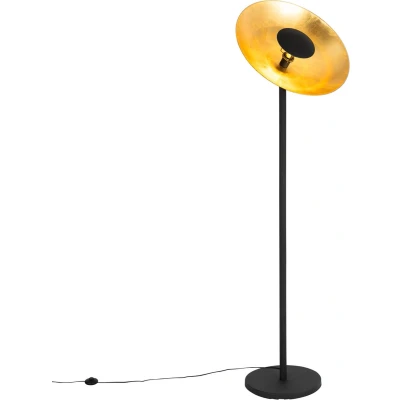 Afbeelding van QAZQA Industriële vloerlamp zwart met gouden binnenkant 60 cm