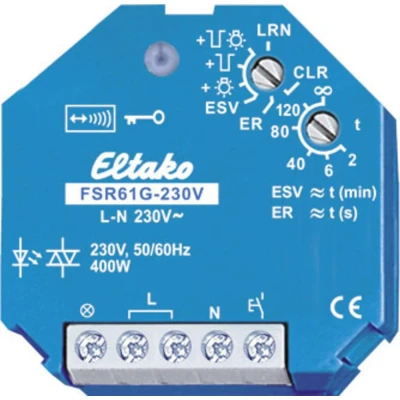 Afbeelding van Eltako FSR61G 230V Schakelaar Draadloos 1 kanaals Inbouw (in muur) Schakelvermogen (max.) 400 W Bereik max. het vrije veld) 30 m