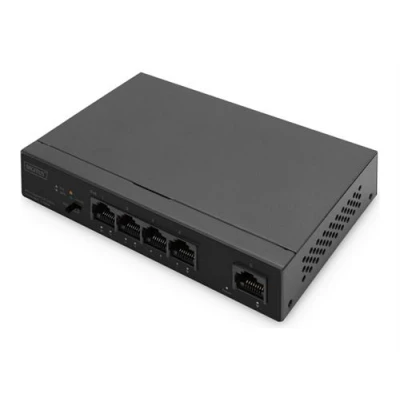 Image de DIGITUS Commutateur non géré 4 x 10/100/1000 (PoE) + 1 (liaison montante) de bureau PoE (60 W)