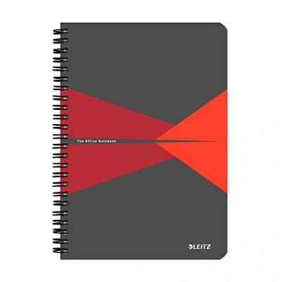Afbeelding van Leitz, Leitz Office, spiraalbinding, karton, A5, geruit, 180 pagina&#039;s, 90 g/m², rood, 44580025