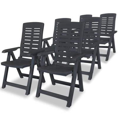 Afbeelding van Tuinstoelen 6 st verstelbaar kunststof antracietkleurig