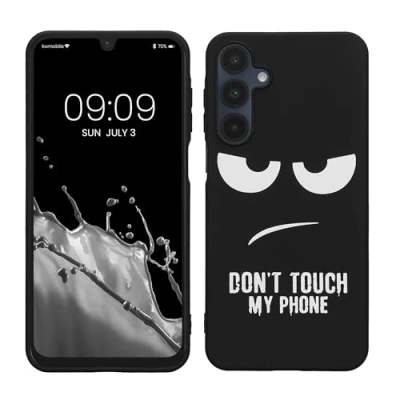 Afbeelding van kwmobile telefoonhoesje geschikt voor Samsung Galaxy A16 5G Hoesje smartphone in wit / zwart Backcover van TPU Don&#039;t Touch My Phone design