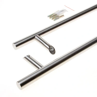 Afbeelding van Intersteel Deurgrepen set T schuin ø 30 mm 500 rvs geborsteld