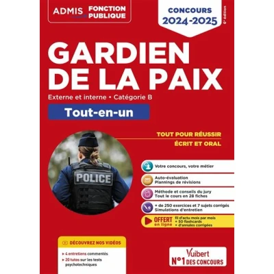 Image de Concours Gardien de la paix Catégorie B Tout en un Vidéos offertes : 4 entretiens commentés + 20 tutos sur les tests psycho