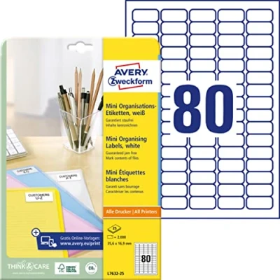 Afbeelding van Avery L7632 25 White Rounded rectangle Removable DIN A4 Paper Laser/Inkjet
