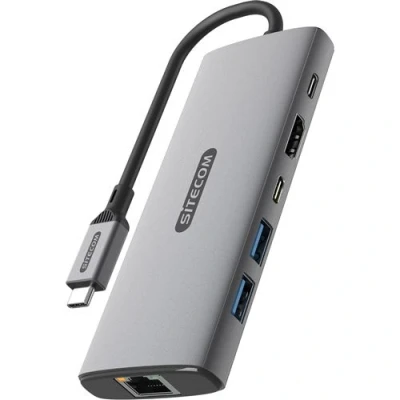 Image de Sitecom Adaptateur Multiport Pro 6 en 1 Usb c Pd Argenté / Noir (cn 5506)