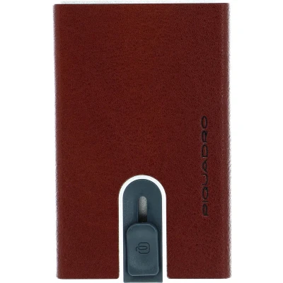 Afbeelding van PIQUADRO Kaarthouder Black Square Credit Card Case with RFID Cuoio Bruine