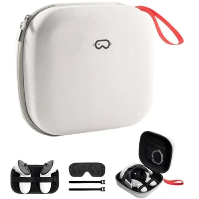 Afbeelding van ProCase Draagtas compatibel met Oculus Meta Quest 2, 3, Apple Vision Pro VR, hoofdriem en controller accessoires, harde tas voor reizen opslag, S grijs