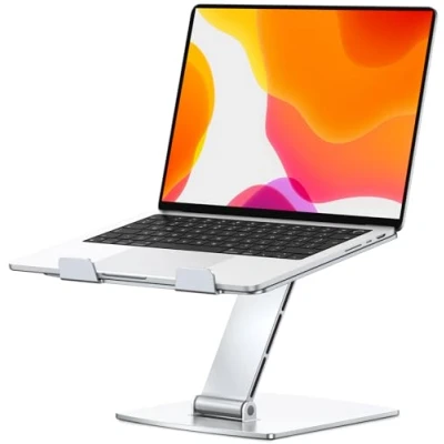 Afbeelding van Laptopstandaard in hoogte verstelbaar, snelkoelende laptopstandaard, ergonomische draagbare aluminium notebookstandaard, compatibel met 10 16&quot; laptops, zilver