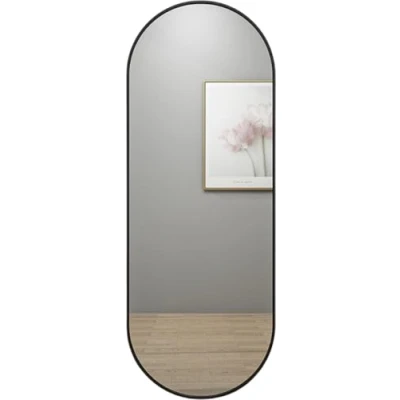 Afbeelding van SensaHome Oval Passpiegel Minimalistische Design Wandspiegel Zwart Modern Kleedkamer Spiegel 50x160CM