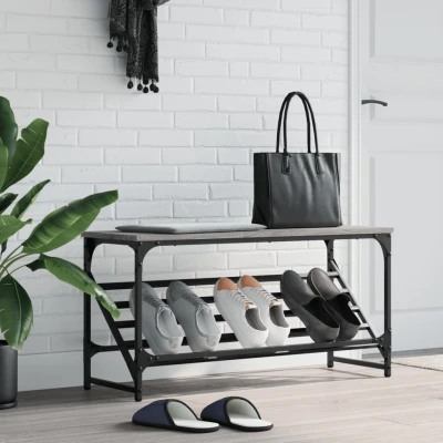 Afbeelding van Schoenenrek 90x30x45 cm bewerkt hout grijs sonoma eikenkleurig