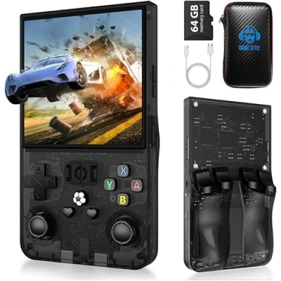 Afbeelding van R36S Max, nieuwe verbeterde versie van de gameconsole, draagbare open source Linux systeem, 64 GB TF kaart, 15.000 retro games, 4 IPS display, gameconsole