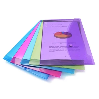 Afbeelding van Rapesco 0688 documententas met drukknop, ministerpapier/A4+, levendige kleuren, transparant, verschillende 5 stuks