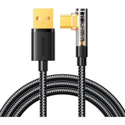 Afbeelding van Joyroom haakse USB C kabel voor snel opladen en gegevensoverdracht 3A 1,2 m zwart (S UC027A6)