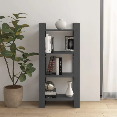 Afbeelding van Boekenkast/kamerscherm 60x35x125 cm massief hout grijs