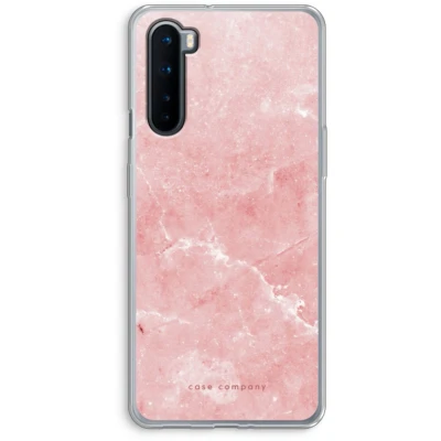 Afbeelding van Case Company® hoesje geschikt voor OnePlus Nord Roze marmer Soft Cover Telefoonhoesje Bescherming aan alle Kanten en Schermrand