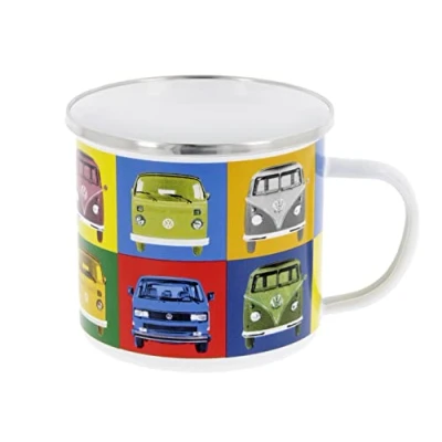 Afbeelding van BRISA VW Collection Volkswagen Grote emaille koffiemok met kleurrijke motieven (500 ml) (veelkleurig/gekleurd)