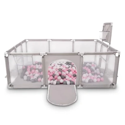 Afbeelding van Selonis kinderbox baby grote speeltuin met 200 ballen box voor kinderen, grijs: wit/grijs/poederroze