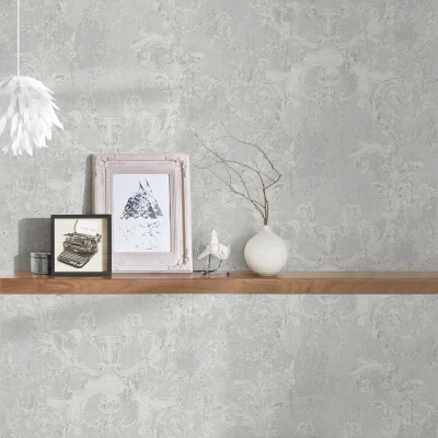 Afbeelding van BAROK ORNAMENTEN BEHANG Klassiek grijs zilver A.S. Création History of Art