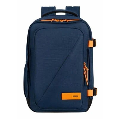 Image de American Tourister Take2Cabin sac de cabine Ryanair 40 x 25 20 cm, 24 L, 0,50 kg, bagage à main, dos d&#039;avion S, sous siège, bleu/orange (bleu marine foncé/orange éclatant)