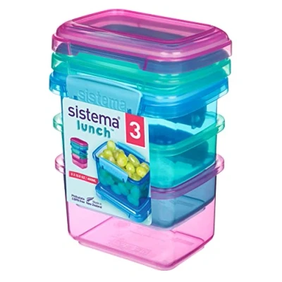 Afbeelding van Sistema Lunch Opbergbakjes 400 ml Kleine snack potjes BPA vrij plastic Geassorteerde kleuren Pak van 3