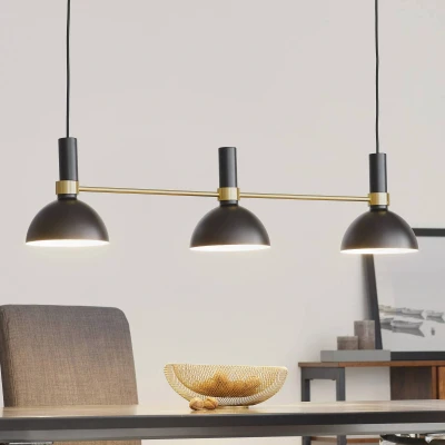 Afbeelding van Hanglamp Larry in zwart messing, 3 lamps