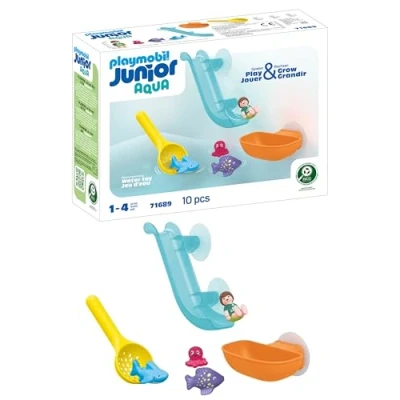 Image de Playmobil Junior 71689 Toboggan Aquatique Et Animaux Marins Comprend Un Personnage, Des Accessoires 18 Mois