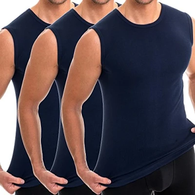 Afbeelding van HERMKO 3040 Tanktops voor heren, met ronde hals, van 100% biologisch katoen, Marinier