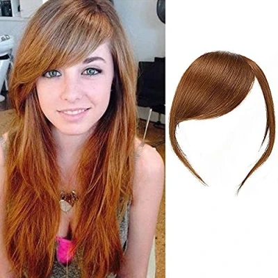 Afbeelding van 100% pony clip aan de zijkant dikke echt haar rechte hair extensions (lichtbruin met takken)