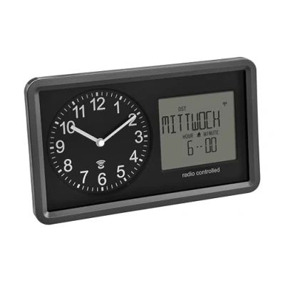 Afbeelding van TFA Dostmann 60.3552.01 Zendgestuurde klok Zendergestuurd 254 mm x 44 152 Zwart