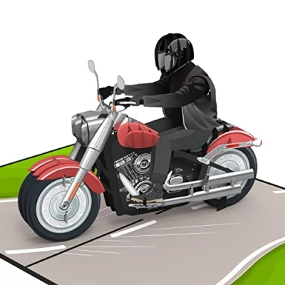 Afbeelding van papercrush® Pop up kaart voor motorfiets, grappige 3D verjaardagskaart mannen, motorrijders en motorrijders, goed motorrijbewijs, geldcadeau motoraccessoires, motorhelm rijbewijs
