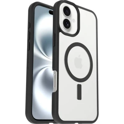 Afbeelding van OtterBox React mit MagSafe (Apple iPhone 16 Plus), Smartphonehoes, Transparant, Zwart