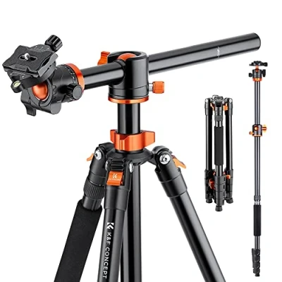 Afbeelding van K&amp;F Concept statief camera, 185 cm, professionele aluminium videostatief met middenkolom, stabiel monopod, 360 balhoofd en release plaat voor DSLR camera T254A3 + BH 28L (S211)