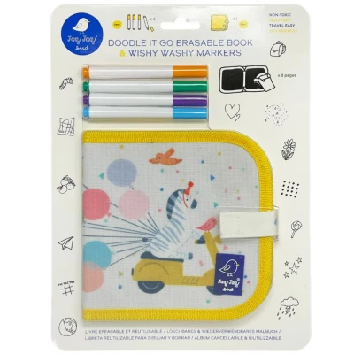 Afbeelding van jaq bird uitwisbaar krijtboek mini met markers zebra