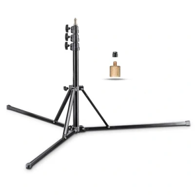 Afbeelding van Walimex Pro GN 806 statief voor lamp (maximale werkhoogte 215 cm, toegestane belasting 5 kg, schroefdraadaansluiting 1/4 en 3/8 inch), zwart