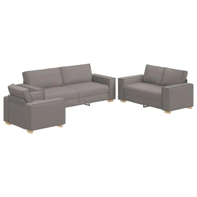 Afbeelding van vidaXL Bank Set van 3 Taupe Polyester Zitstoel, 99x78x84 cm