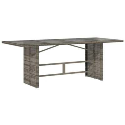 Afbeelding van vidaXL Tuintafel met glazen blad 190x80x75 cm poly rattan grijs