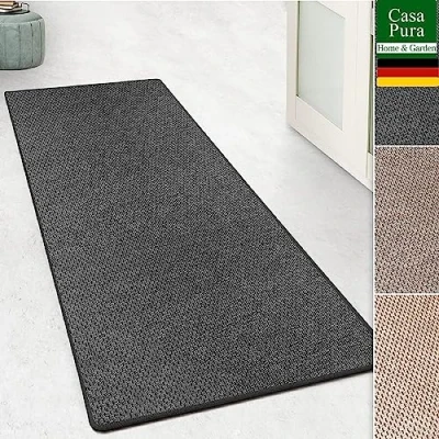 Afbeelding van casa pura Vloermat in sisal look, platte stof met tijgerstructuur, uitstekend GUT zegel, te combineren halve tapijten (antraciet, 80 x 100 cm)
