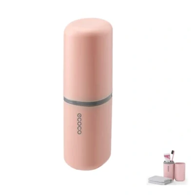 Afbeelding van Meiyijia tandenborstelhouder voor reizen, tandpastahouder, draagbaar, stofdicht, antibacterieel, familie, camping, school (roze)