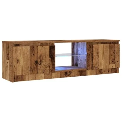 Image de vidaXL Meuble TV avec lumières LED vieux bois d&#039;ingénierie856347
