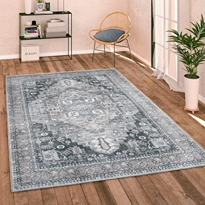 Afbeelding van Paco Home Vloerkleed Woonkamer Platweefsel Modern Vintage Oosters Ornamenten Randen Wasbaar 120x160 cm